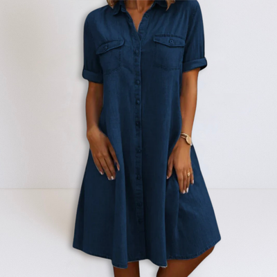 Maria | Denim Mini Dress with Side Pockets