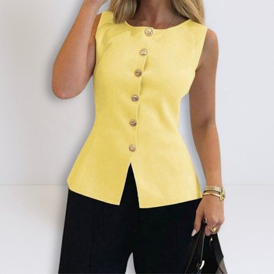 Rose | Sleeveless Button Peplum Top