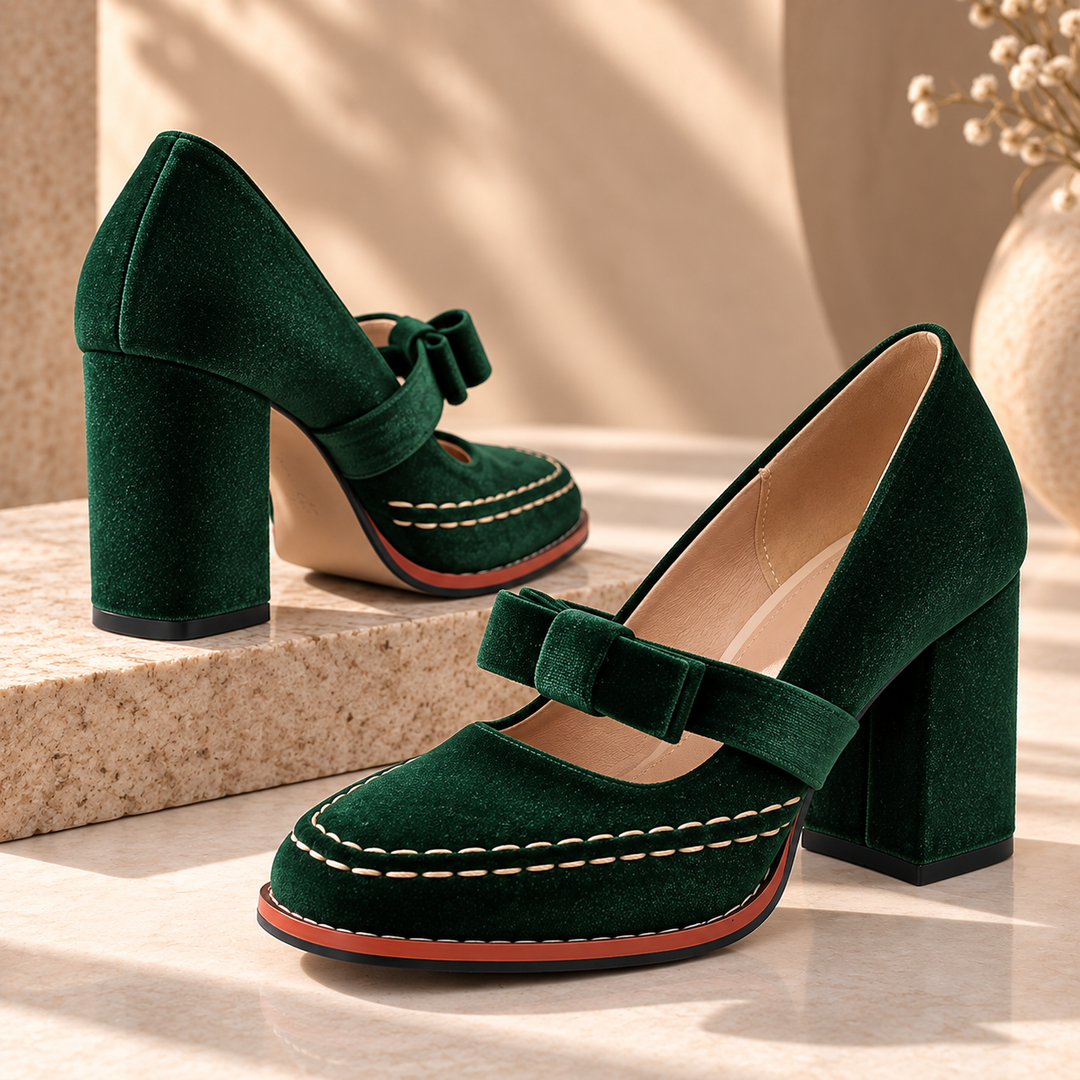 Bella | Velvet Mary Jane Heels