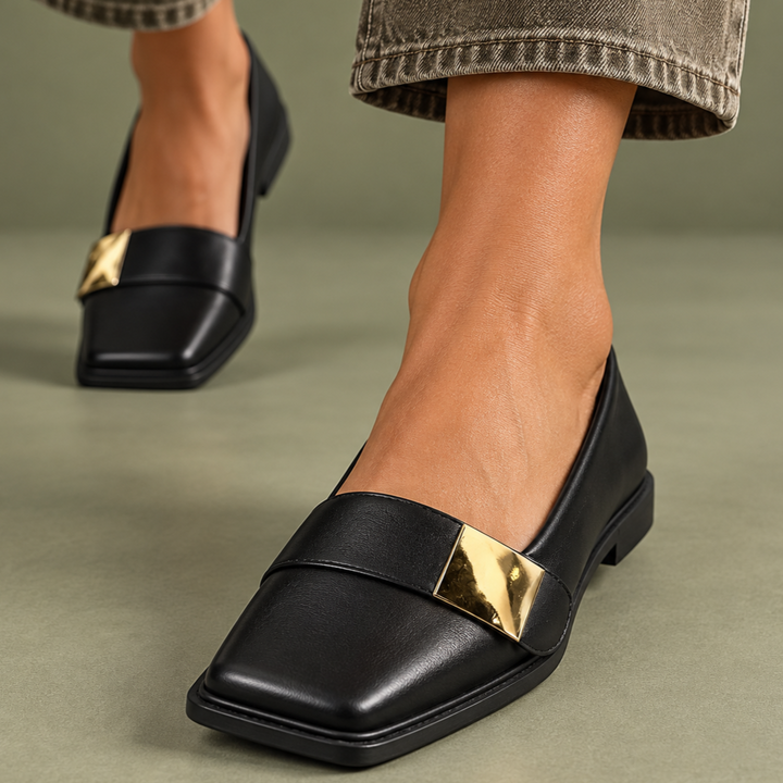 Carmen | Gold Leather Loafers