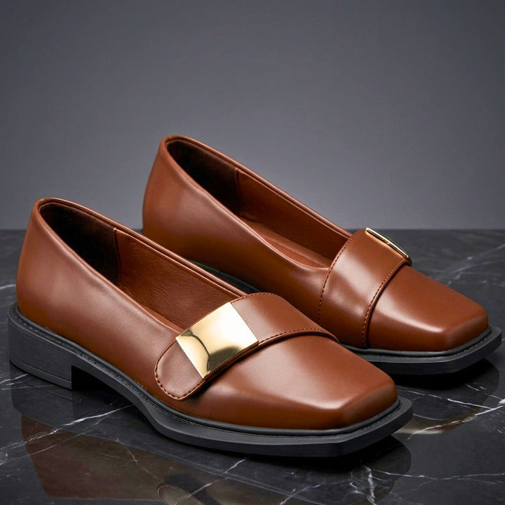 Carmen | Gold Leather Loafers