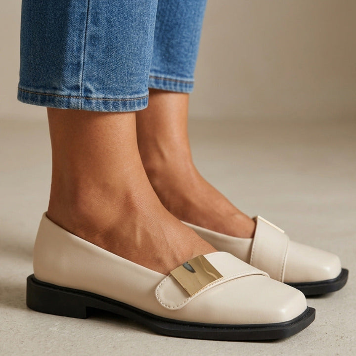 Carmen | Gold Leather Loafers