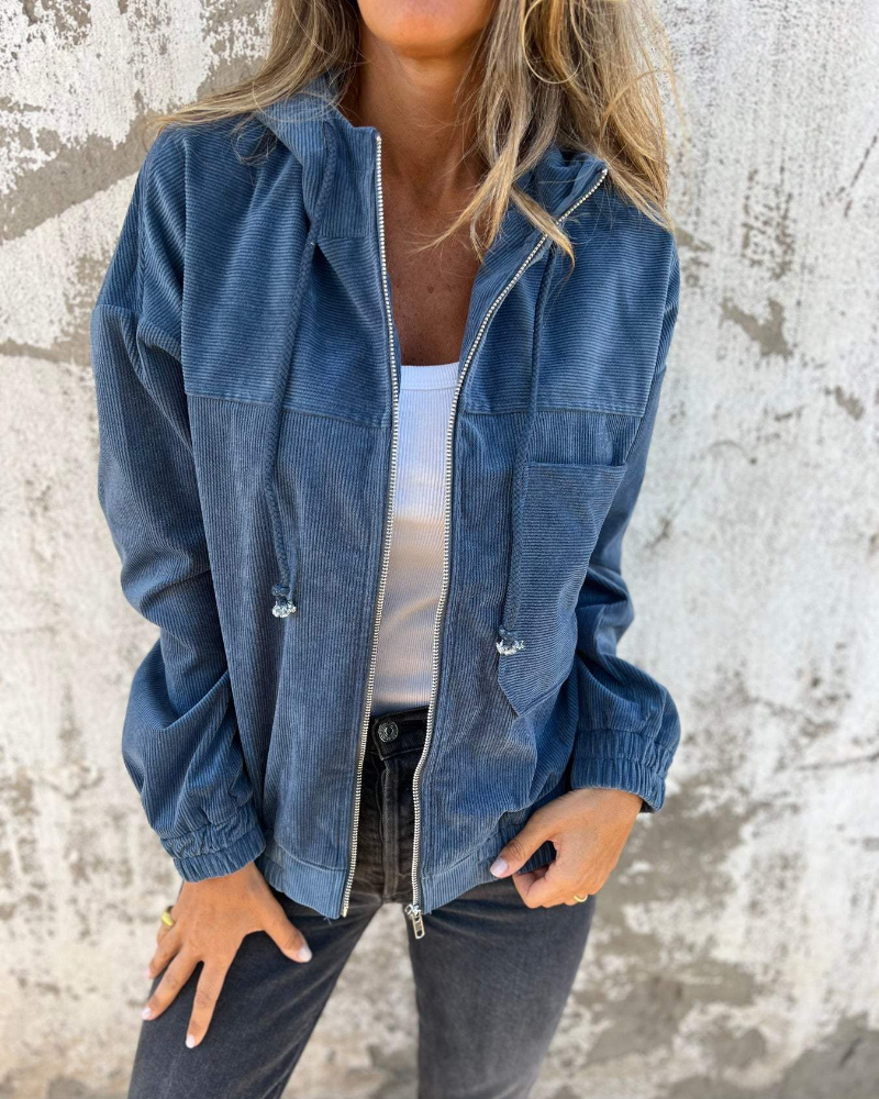 Ellen | Corduroy Hooded Jacket with Zip