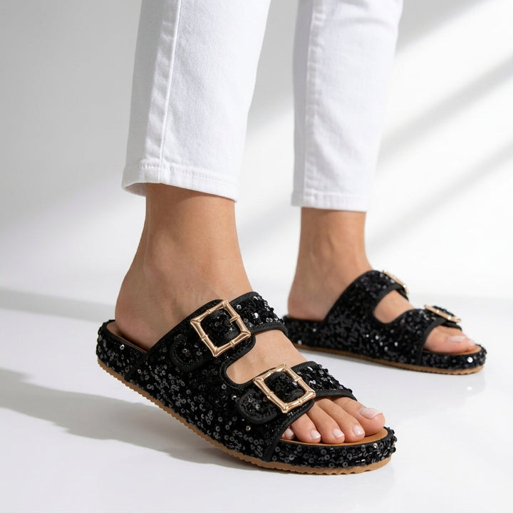 Odette | Sequin Suede Sandals