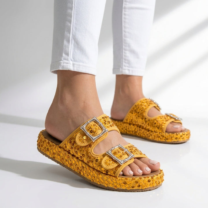 Odette | Sequin Suede Sandals