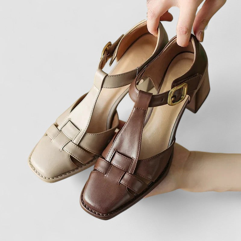 Shelley | Orthopaedic T-Strap Block Heels