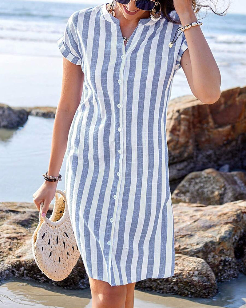 June | Elegant Striped Shirt Dress