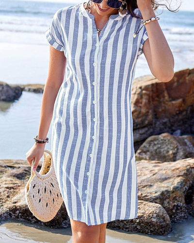 June | Elegant Striped Shirt Dress