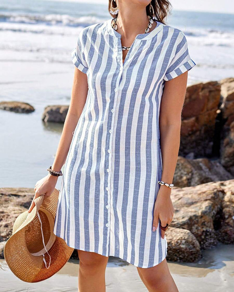 June | Elegant Striped Shirt Dress