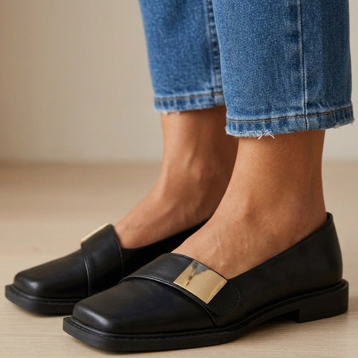Carmen | Gold Leather Loafers