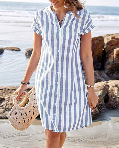 June | Elegant Striped Shirt Dress