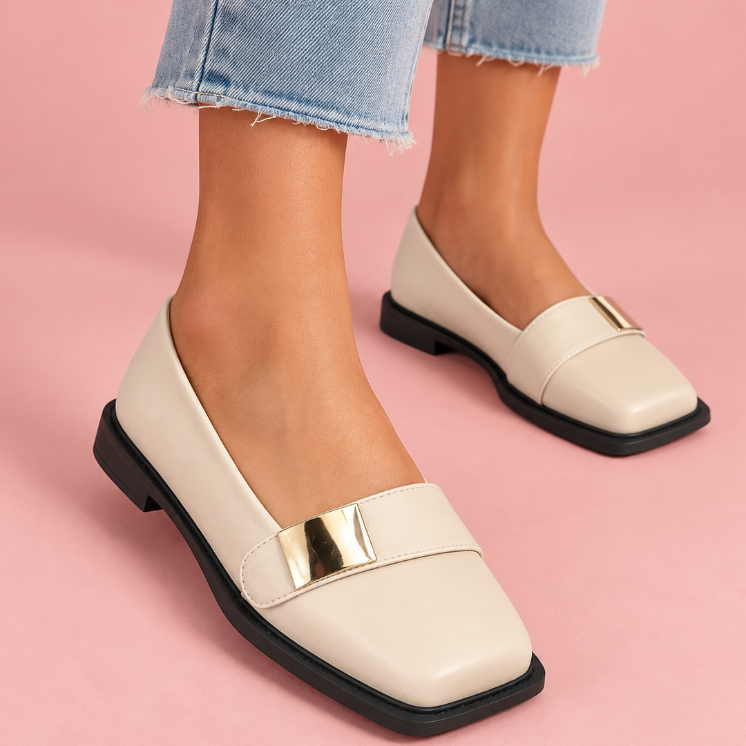 Carmen | Gold Leather Loafers