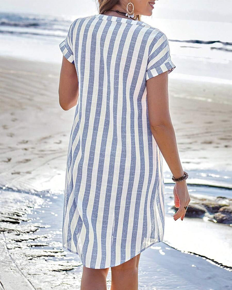 June | Elegant Striped Shirt Dress