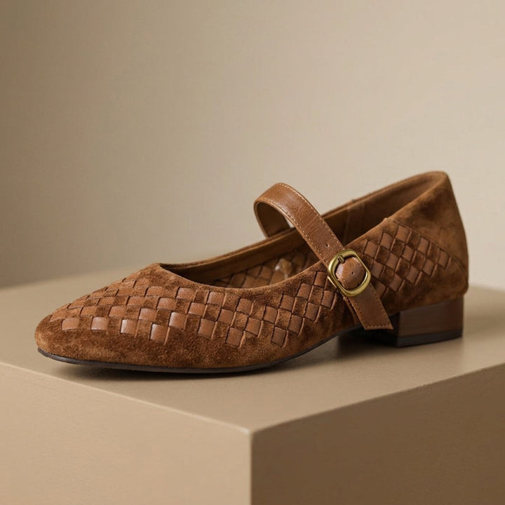 Evelyn Woven Leather Mary Janes