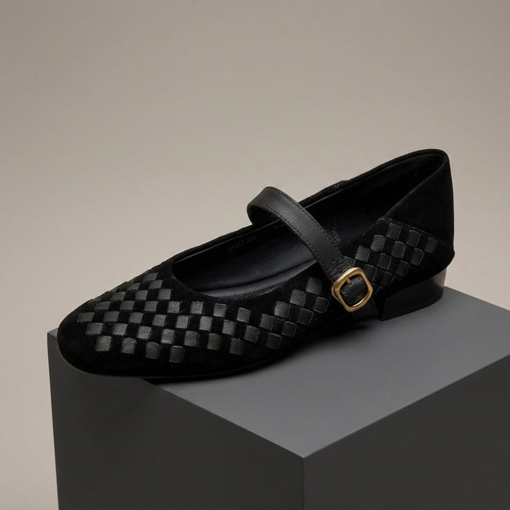 Evelyn Woven Leather Mary Janes