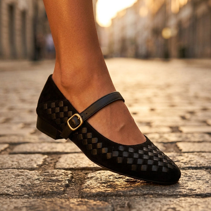 Evelyn Woven Leather Mary Janes