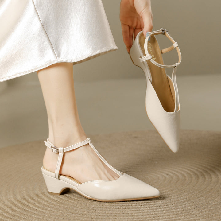 Norma Premium Leather T-Strap Slingback Heels