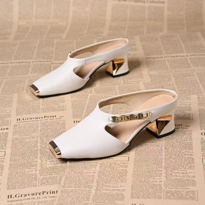 Rena | Square Toe Block Heel Mules