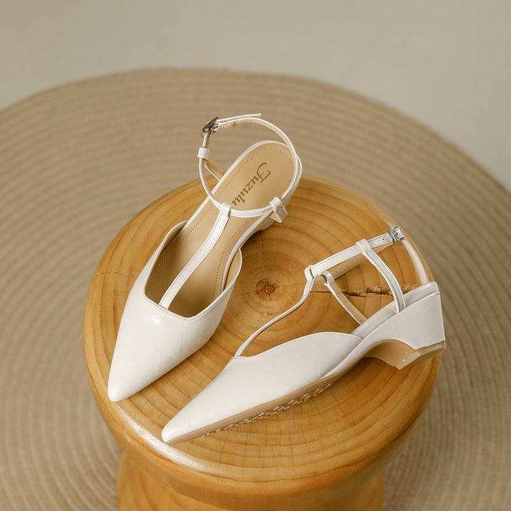 Norma Premium Leather T-Strap Slingback Heels