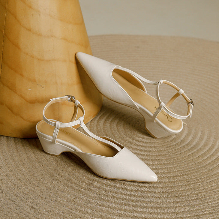 Norma Premium Leather T-Strap Slingback Heels