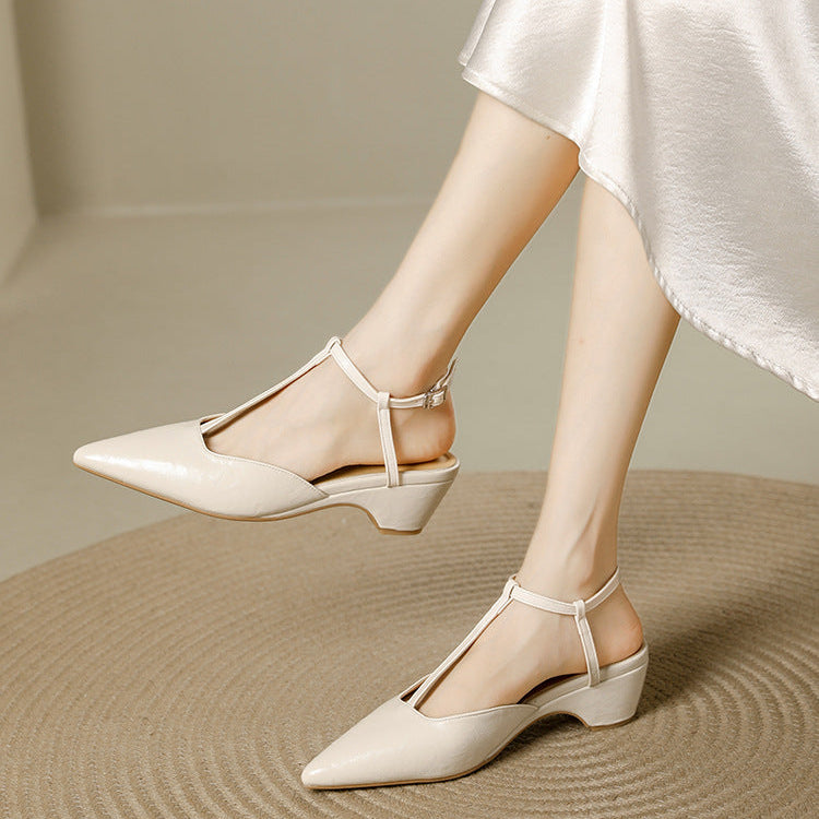 Norma Premium Leather T-Strap Slingback Heels