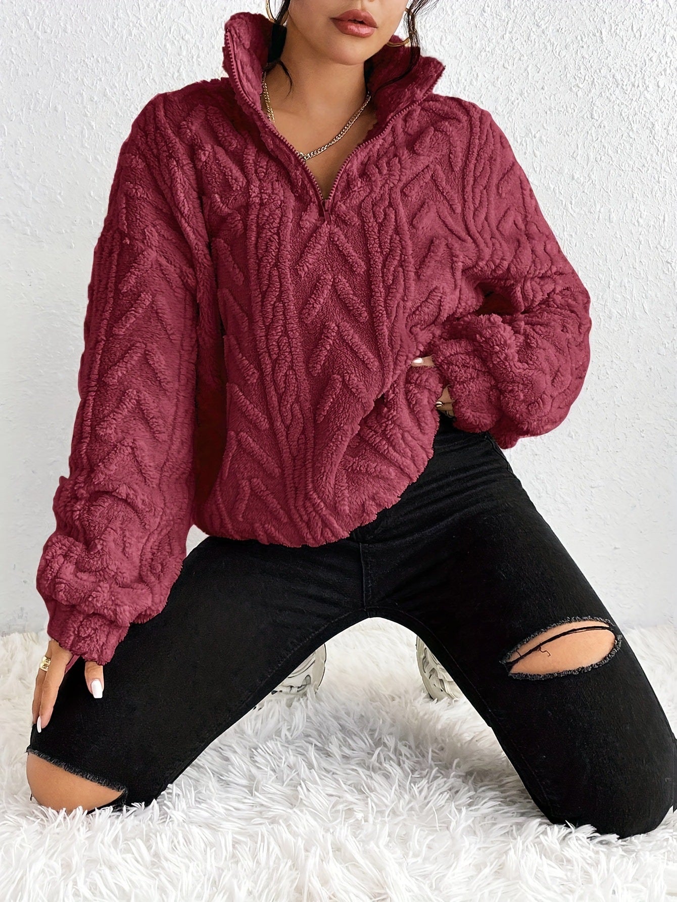 Alice | Fluffy Zip Sweater