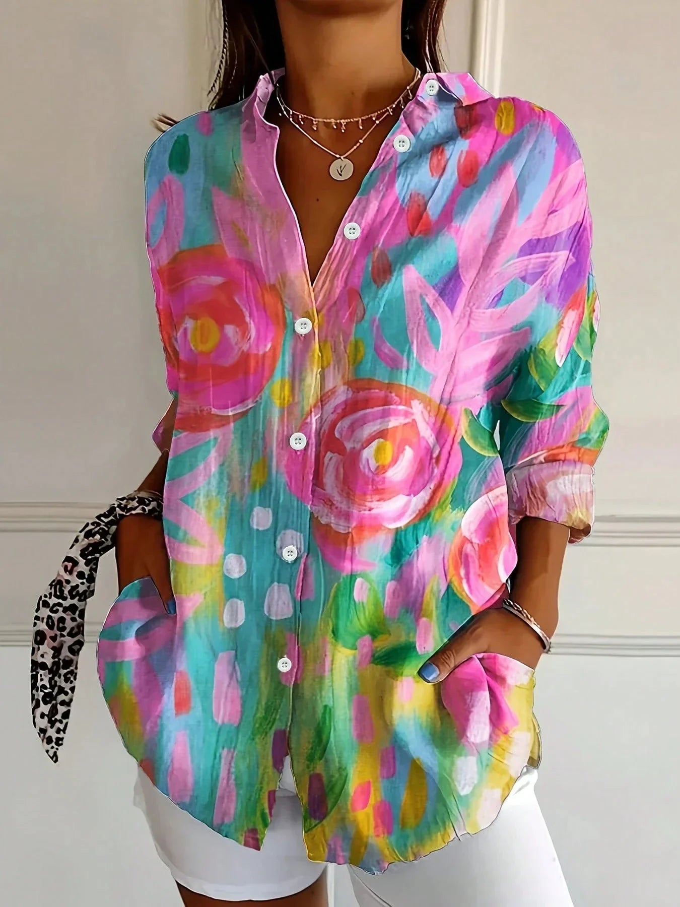 Andrea | Colourful Blouse with Playful Print