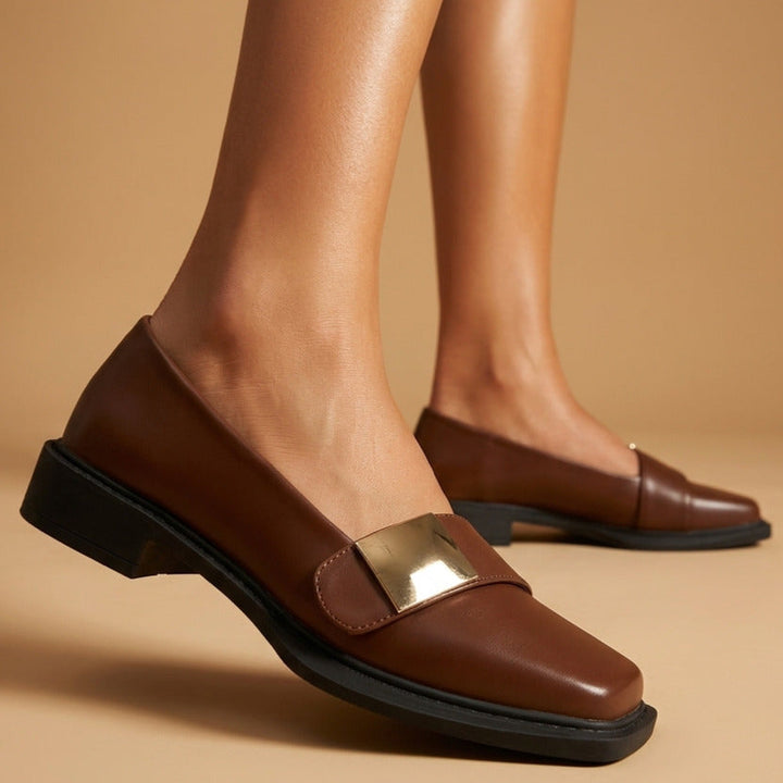 Carmen | Gold Leather Loafers