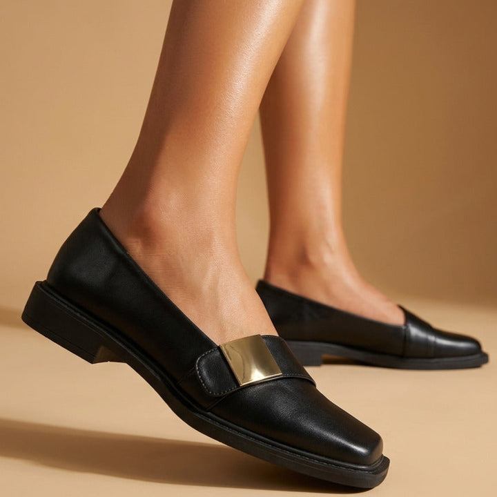 Carmen | Gold Leather Loafers