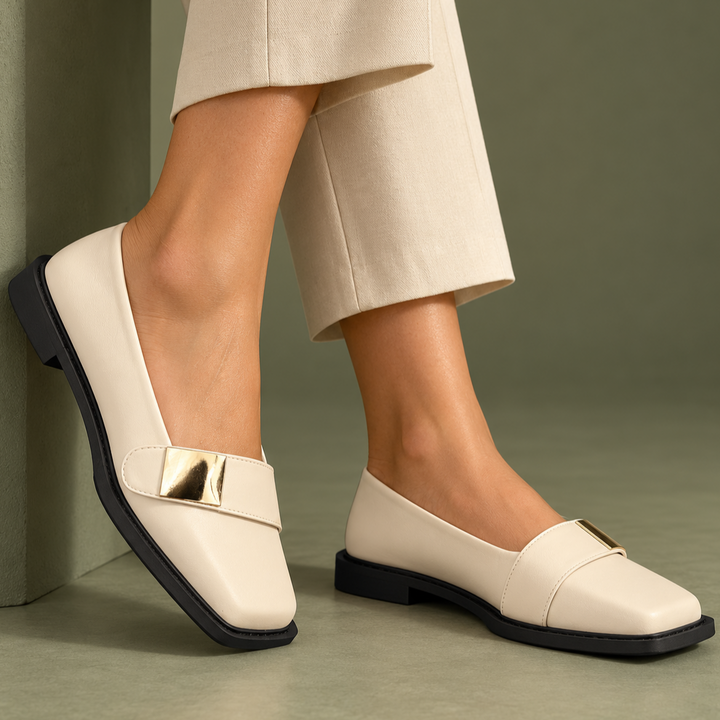 Carmen | Gold Leather Loafers