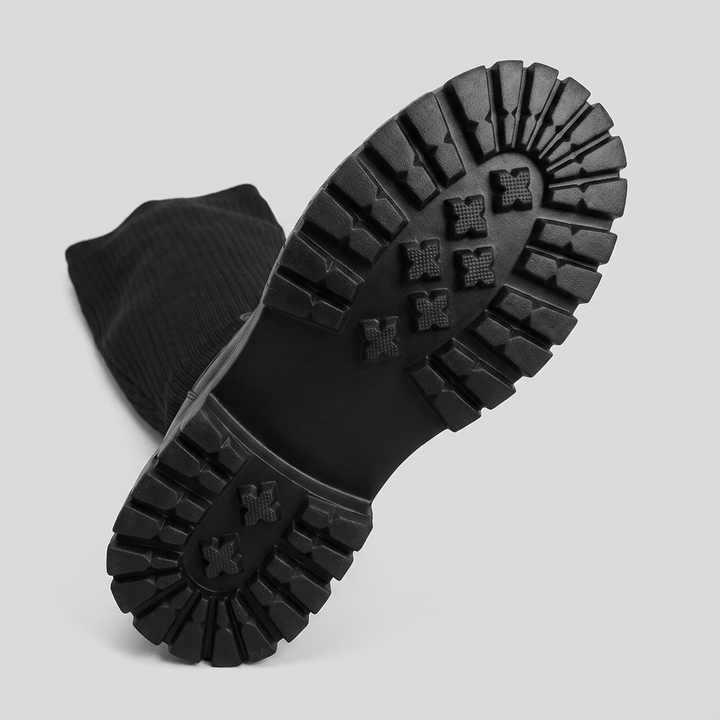 Evelyn Knee High Boots | Vegan Leather, Ribbed Design