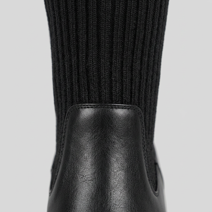 Evelyn Knee High Boots | Vegan Leather, Ribbed Design