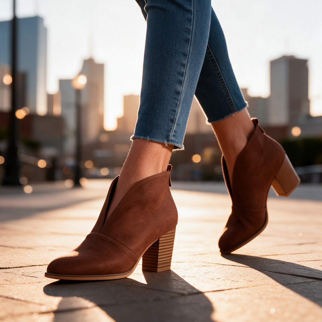 Crystal | V-Cut Ankle Boots