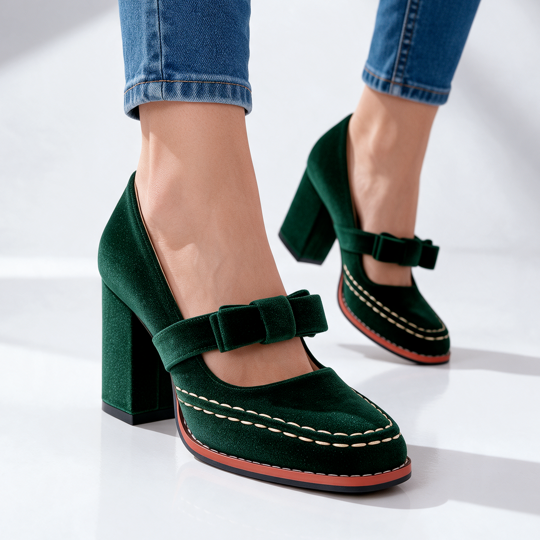 Bella | Velvet Mary Jane Heels