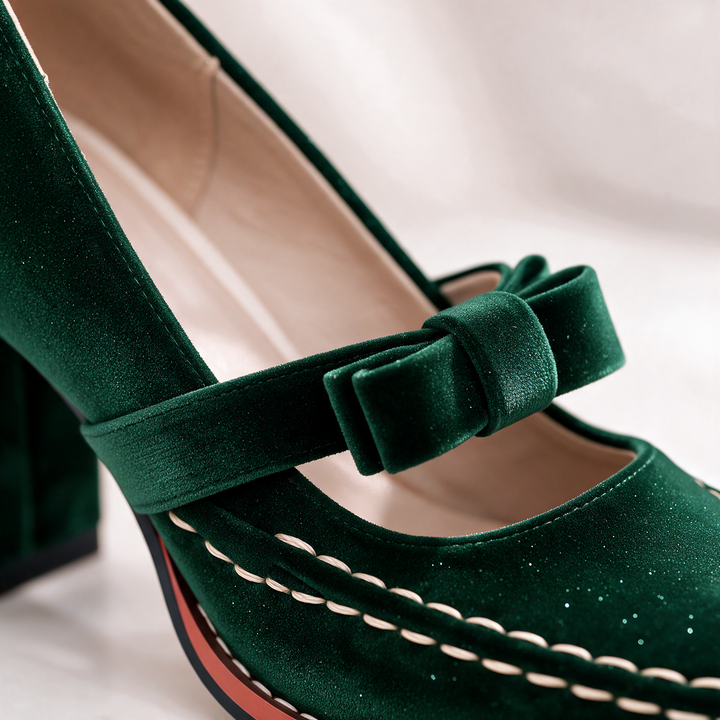 Bella | Velvet Mary Jane Heels