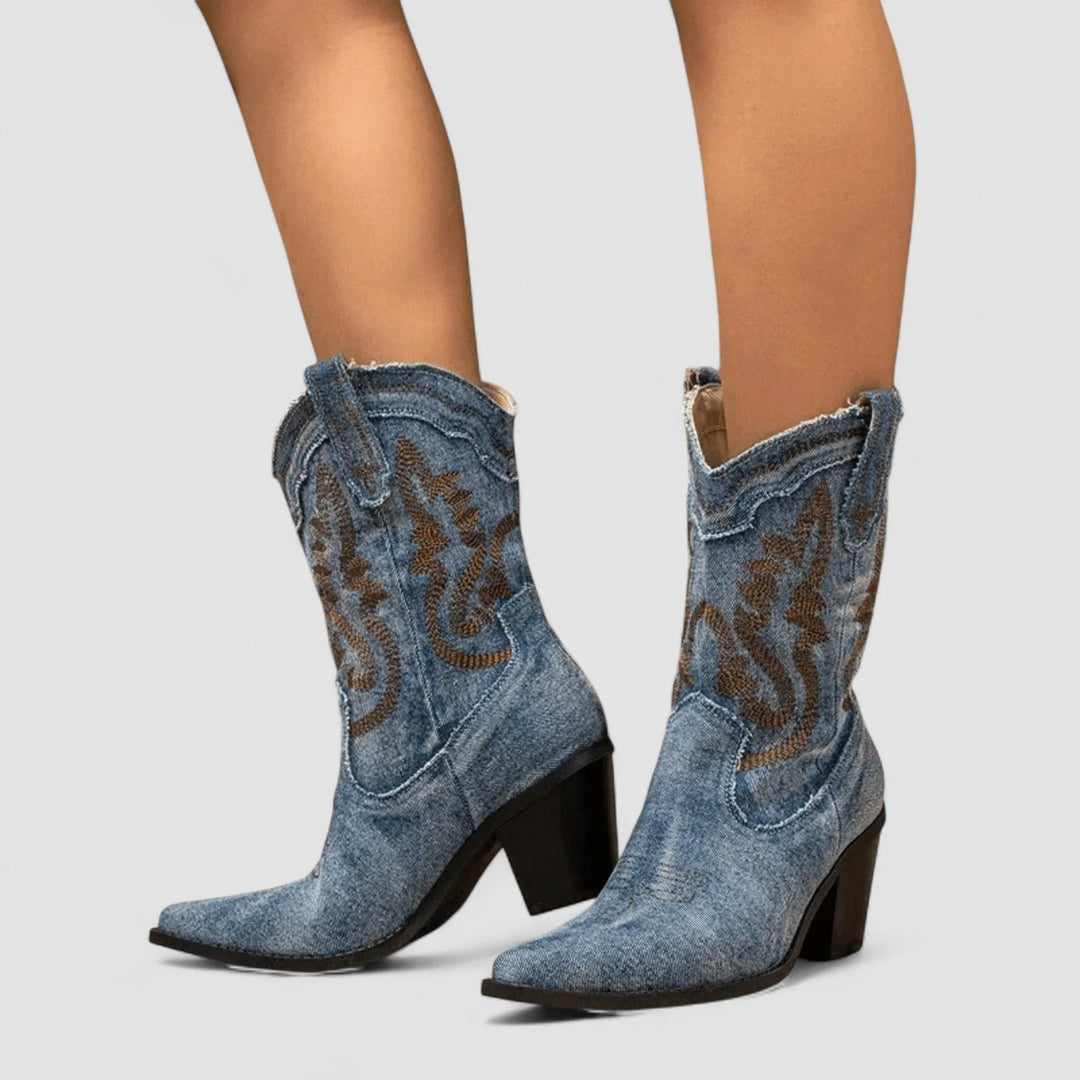Selena Orthopedic Denim Ankle Boots