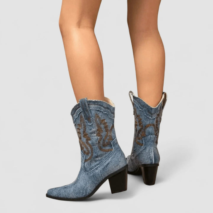 Selena Orthopedic Denim Ankle Boots