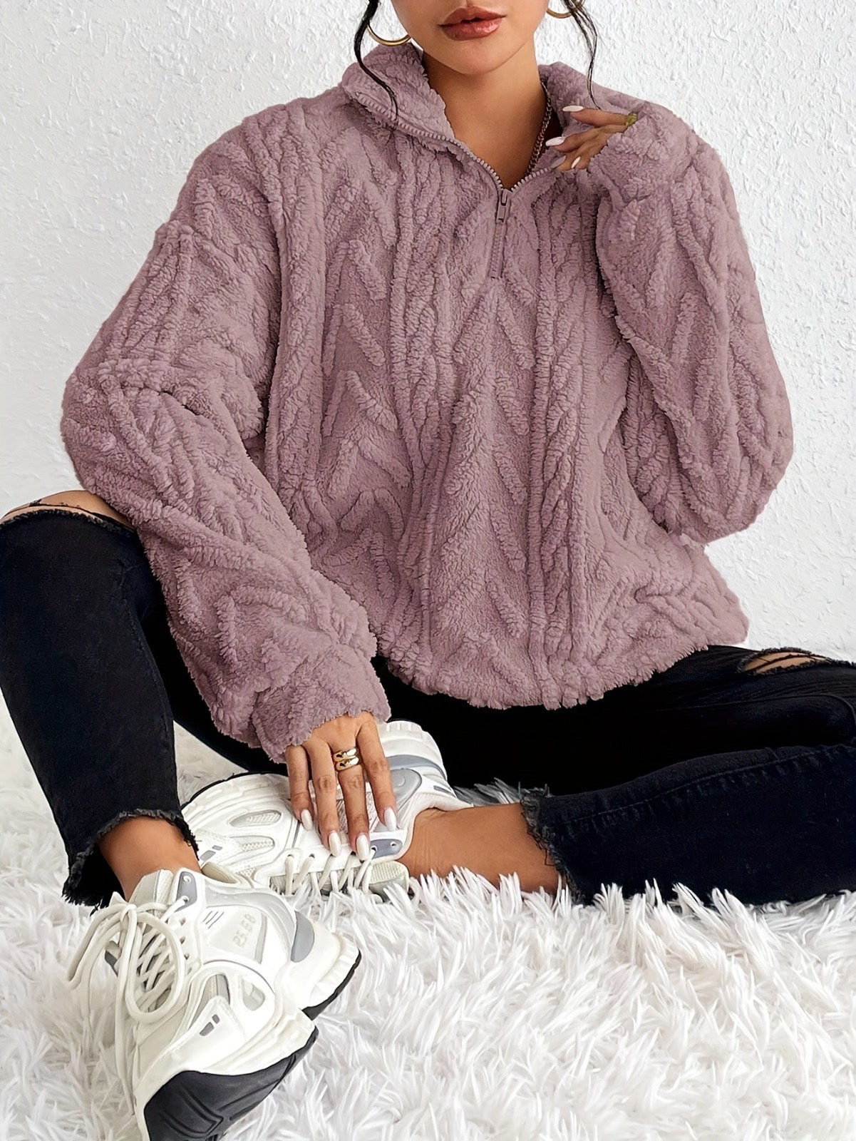Alice | Fluffy Zip Sweater