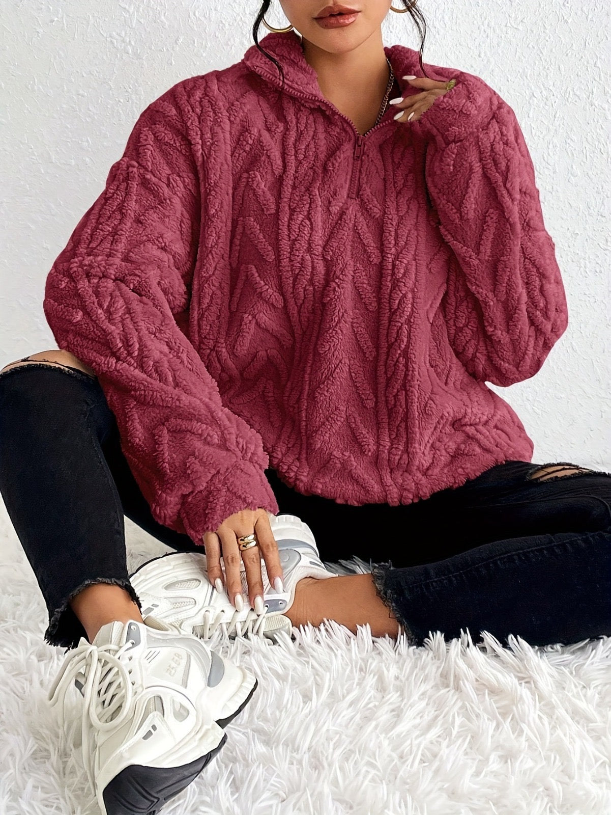 Alice | Fluffy Zip Sweater